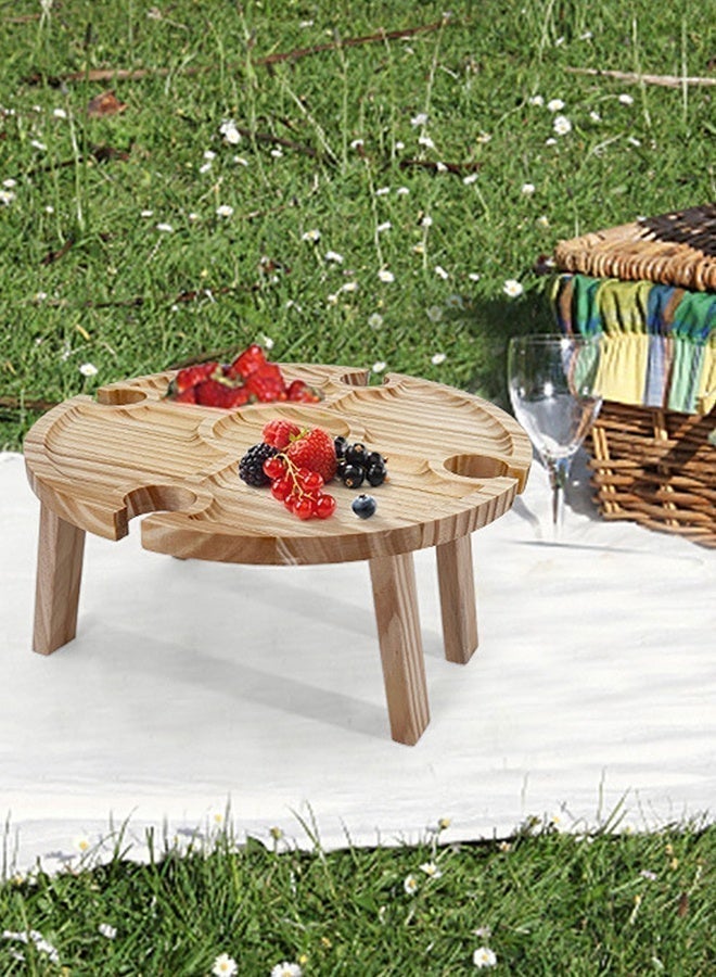 Eoptify طاولة نزهة قابلة للطي مصنوعة من الخشب المحمول مع فاصل وحامل كؤوس النبيذ، صينية خفيفة للوجبات الخفيفة للاستخدام في الهواء الطلق، الشاطئ، التنزه، والديكور - Image 3